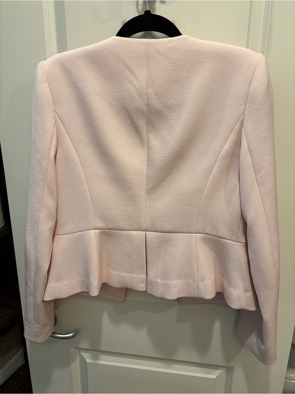 Light Pink Collarless Peplum Blazer - Picture 4 of 9